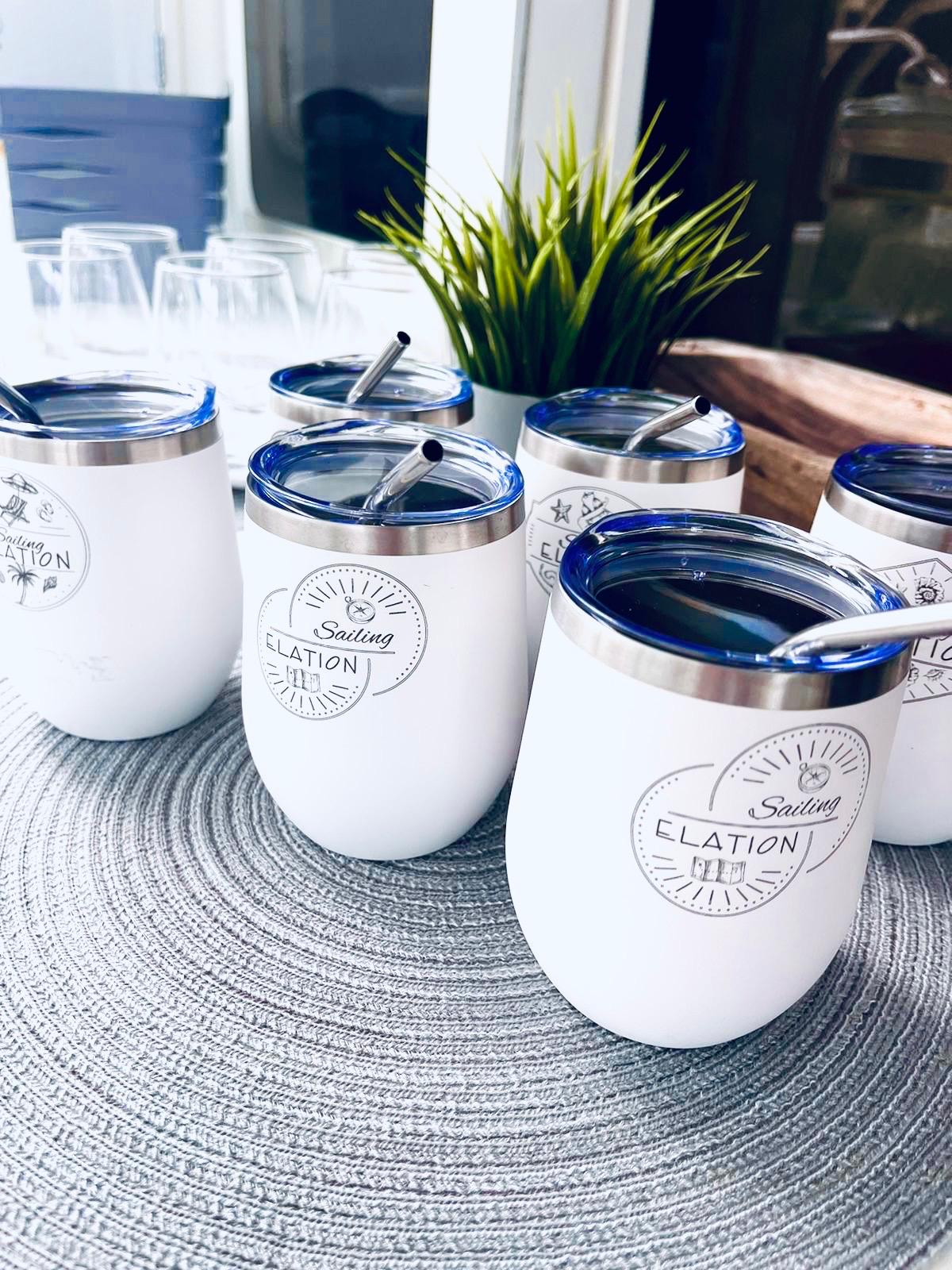Sailing Elation branded tumblers