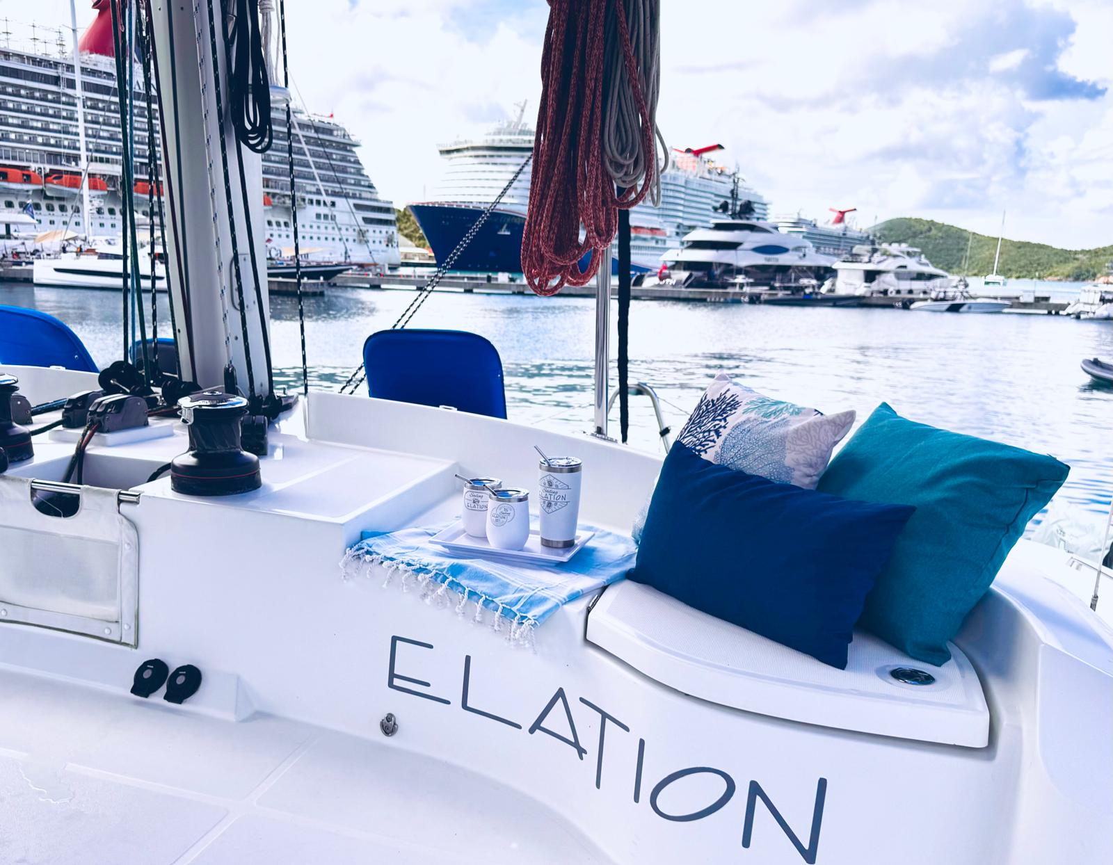 S/V Elation stern in Road Town harbour
